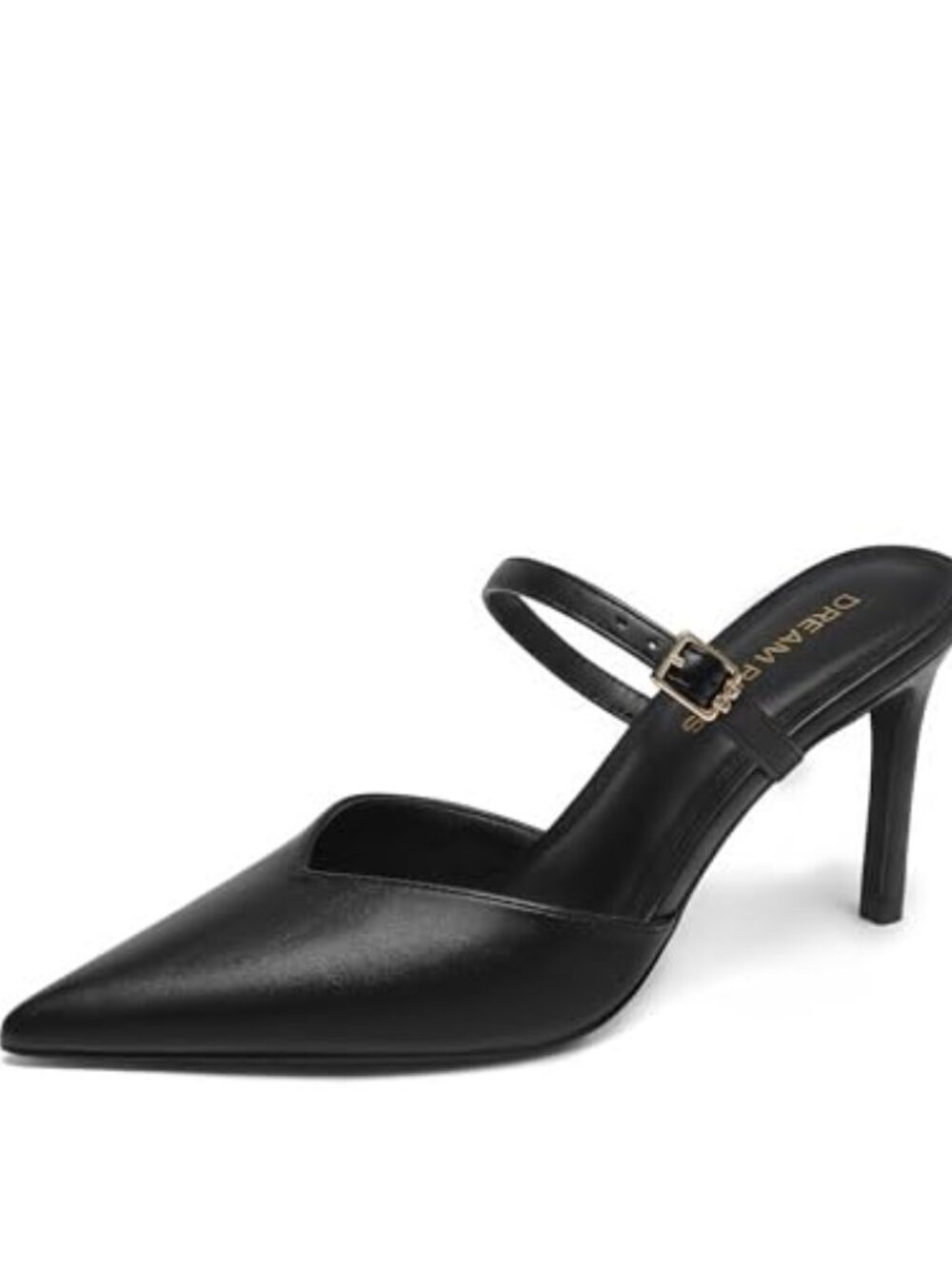 🆕 Womens Closed Toe High Heels Mules Ankle Strap Stiletto Pointed - Black-pu